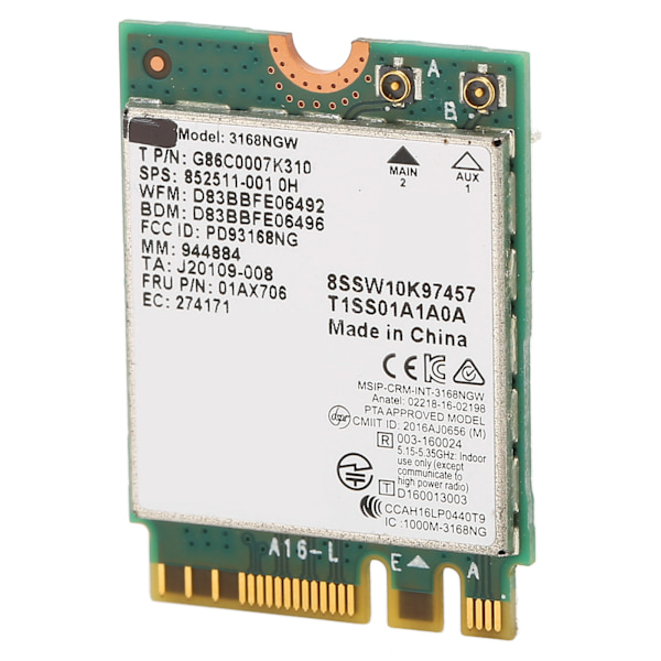 Trådlös modul 3168NGW AC NGFF M.2 2.4G 5G Dubbelfrekvens 600Mbps BT 4.2 WIFI-nätverkskort