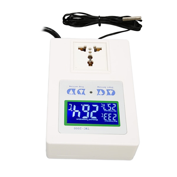 Digital temperaturregulator LCD-skjerm oppvarming kjøling termostatregulator for reptil akvarium 110‑240V EU-plugg