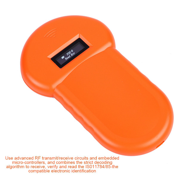 Kädessä pidettävä lemmikkiskanneri RFID-koiran mikrosirulle LCD-näytöllä