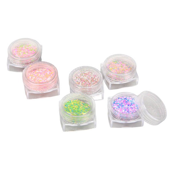 6st Nagelpulver Stick Ull Pulver Glänsande Socker Effekt Glitter Godis Glitter Pigment Damm