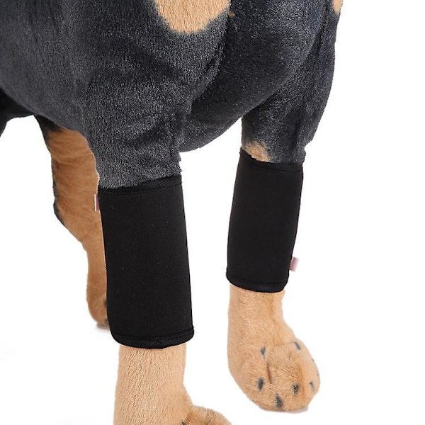 Knebeskyttere for kjæledyr, støttebandasje for hunds forbein, knebeskyttere for kjæledyr, albuebeskytter for hund, hjelper ved skader og forstuinger (1 par) - M, Svart