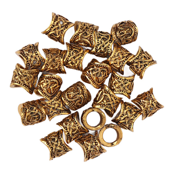 24 ST Hårpärlor Metall Urgammalt Guld Antik Stort Hål Hårflätning Armbandshänge 10 X 9 mm