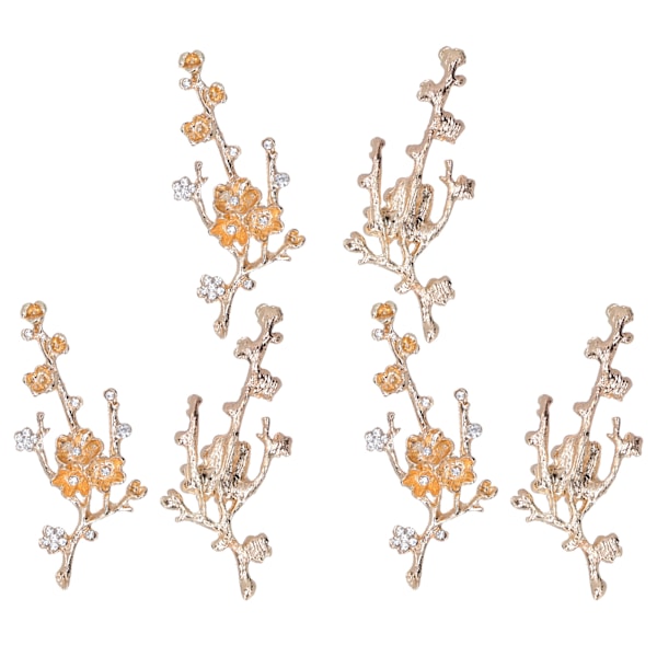 6 st blomformade broscher DIY strassbrosch nål för skor kläder smycken dekoration vit strass plommonblomma gren