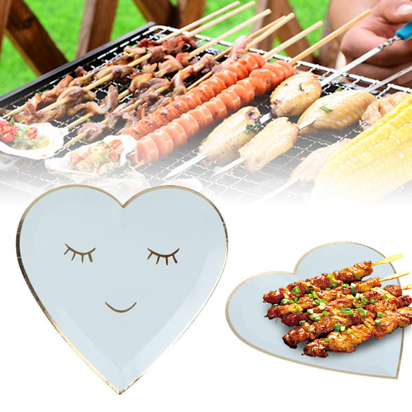 8 stk. 9 tommer blå søde form engangskagepapir tallerken bordservice til fest grill picnic