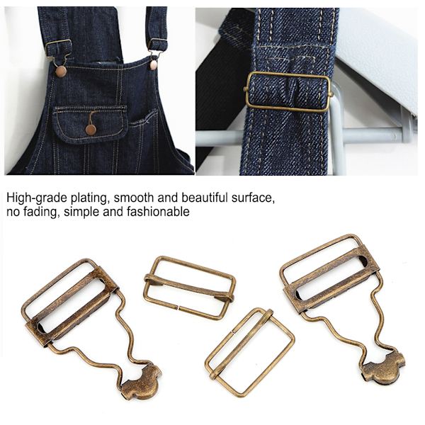 10 st/ set Metall Justerbar rem Spännen Knapp för Haklapp Byxor Jeans Barnkläder 2,7 cm (Brons)