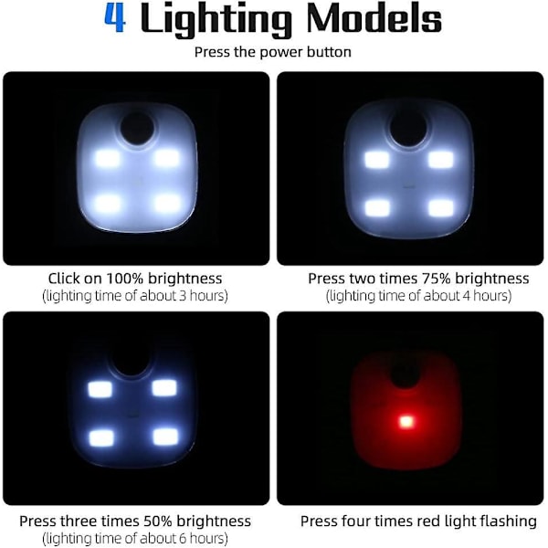 Kiinnitettävät juoksulvalot, 2 kpl USB ladattavat 4 valotilaa LED juoksulvalot pieni juoksijoille, hölkkääjille