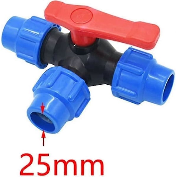 Kuglehane, 20/25/32/40/50/63 mm PE-rør hurtigkobling PVC trevejs kuglehane hurtigkontakt T-samling Zekai 32MM
