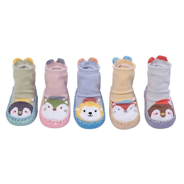 Organiska Bomulls Baby Booties Unisex Justerbara Toffelstrumpor 5 Par
