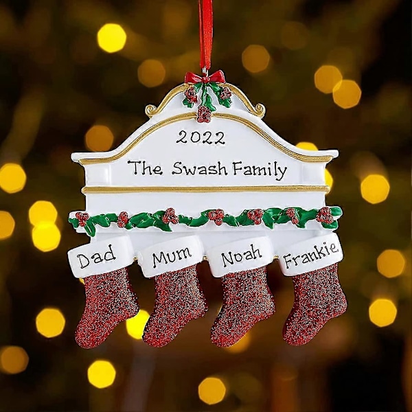 Julstrumpsocka, Julgranshängande Strumpor Familjegrupper Gör-det-själv Hängande Prydnad Dekoration 4 Strumpor Juldekor vit 1 st