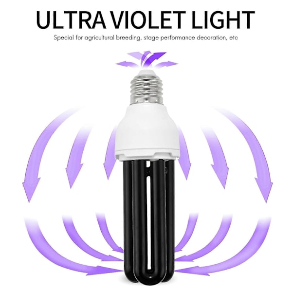 E27 40W UV Ultraviolett Fluorescerande Svartljus CFL Glödlampa 220V Form: Rak Effekt Volta-B16