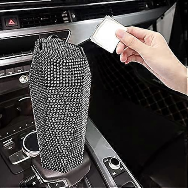 Bling Bil Papperskorg Organizer med Lock Strass Glitter Bilavfall Diamantdesign, Läckagesäker