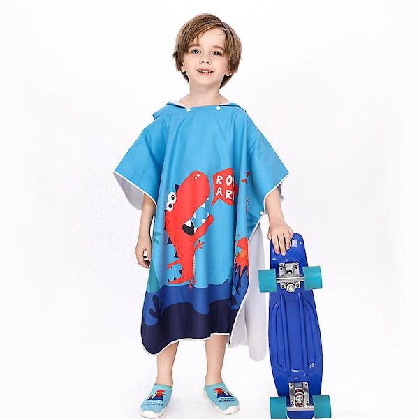 Poncho med huva Badhandduk Barn Mjuk Mikrofiber Strandhandduk Badrock Simning Badcape