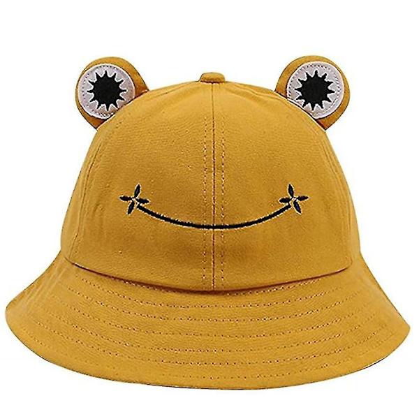 Foldbar Froskebøtte Solhatt for Kvinner og Barn - Gul - 51-53 cm