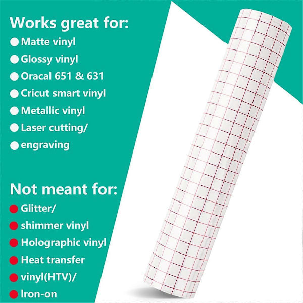 Klar Vinyl Overføringspapir Tape Rull (30,5 cm x 4,5 m)