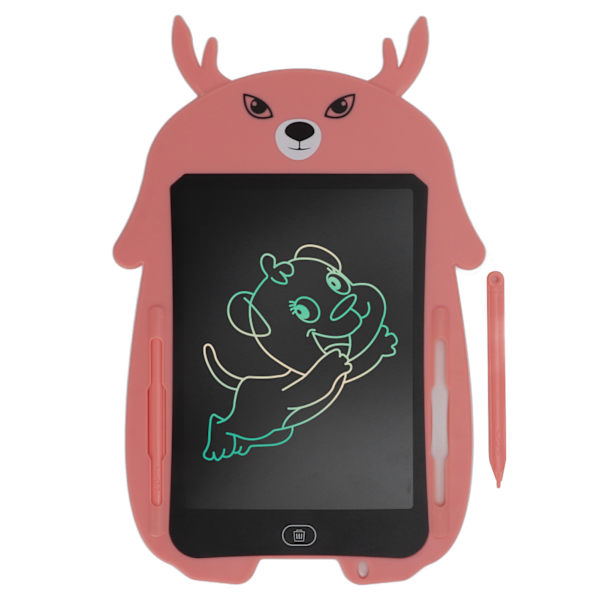 8,5 tommers LCD-skrivetavle Øyebeskyttelse LCD Fargerik Doodle Håndskriftpapir for 3 år + (Lyse rosa hjortfarget penn)
