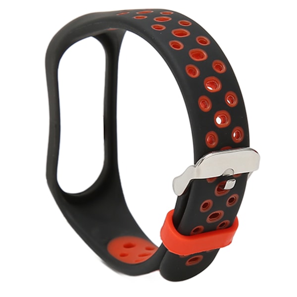 Udskiftningsarmbånd Fuld beskyttelse Juster størrelse Blød Silikone Smart Armbåndsrem til Mi Band 7 Sort Rød