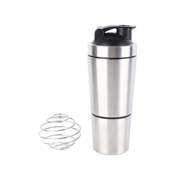 Shaker-flaske i rustfrit stål, enkelt lag, bærbar proteinpulver-mixerkop med skala til vandreture, camping og fitnesscenter