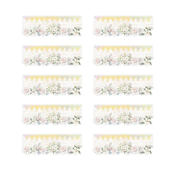 10 ark per förpackning Vacker dag PET-klistermärken Spets romantisk serie Spets blomma Ledger DIY dekorativa klistermärken Handbok Tillbehör Vita blommor