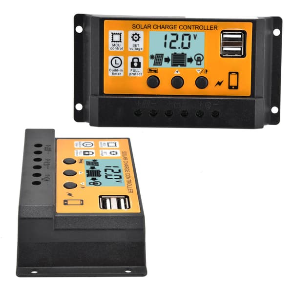 Smart opladningscontroller solpanel dobbelt USB 3-trins PWM opladningskontrolregulator 12V/24V10A