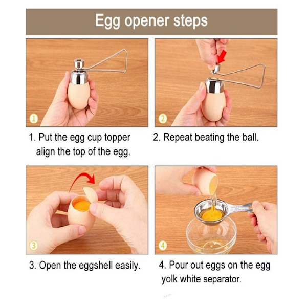 Praktisk eggtopper i rustfritt stål, kutter for kokt eggeskallåpner