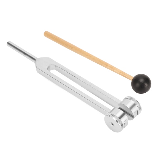 128HZ Healing Stemmegaffel Sett Stress Relief Aluminium Legering Medisinsk Stemmegaffel med Hammer Small Silver