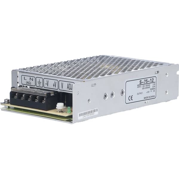 12V 6A 72W Switching Strømforsyning, 110-220V AC/DC Konverter, Metalkabinet - S-75-12