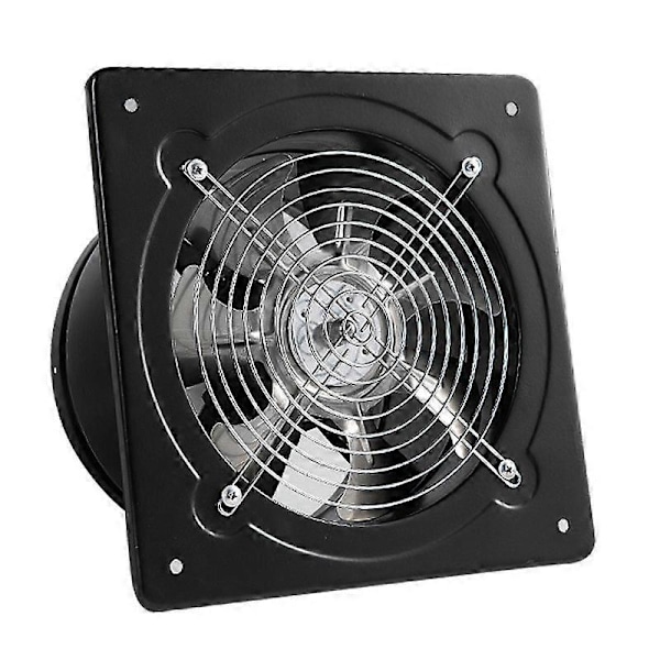 Badeværelsesventilator Metal 150mm 50W Vægmonteret Rumventilator med Ventileret Returspjæld til Køkken, Garage (Sort)