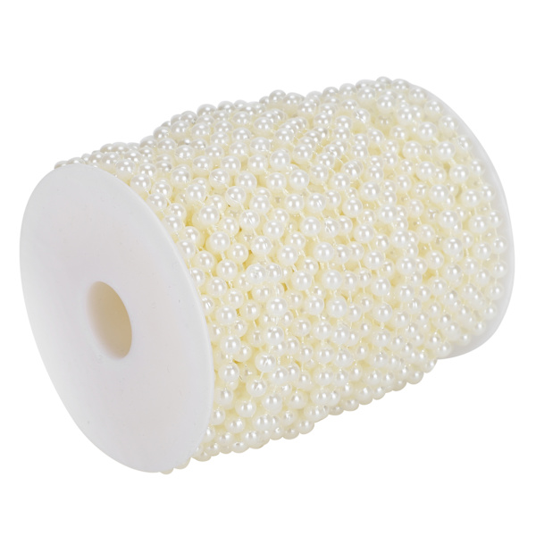 Faux Pearl Bead Garland String Round DIY Dekoration Craft Clothing Accessories 6mm 25Meter/RolleBeige