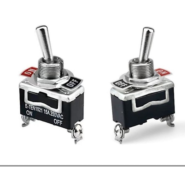 Rocker Switch 12V-24V-48V-110V/10A, 220V-230V/6A, SPST Metallspak, På/Av 2 Positioner 2 Stift, för Bilinstrumentbräda (5-pack, Svart)