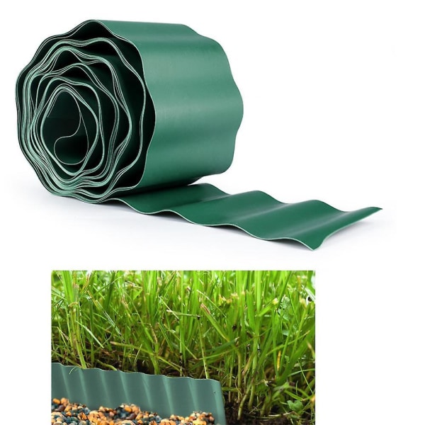 1 stykke fleksibel havekant 9m 15cm, plastplænehegnkant til udendørs have PVC - Grøn fleksibel havekant