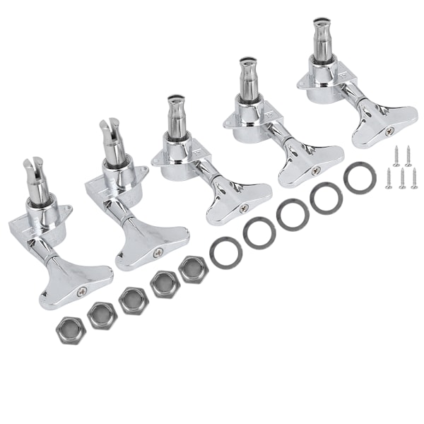 Bass Tuners Set String Knob 5‑String Alloy Enclosed Winding Musical Instrument AccessoriesSilver