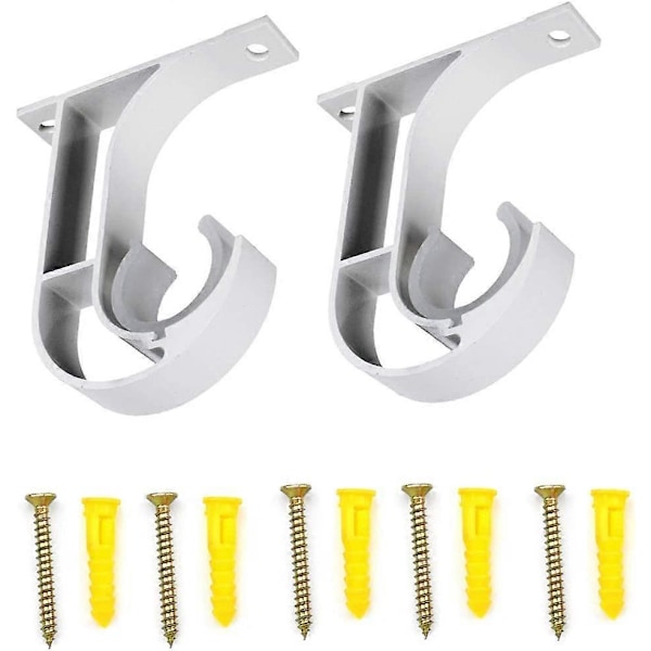 2 stk. Hvite Veggmonterte Gardinstangbraketter Gardinstangholder Takmonteringsbraketter Stangholder Aluminiumlegering Hengende Stativ for Soverom Stue