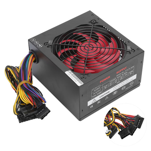 Strømforsyning til pc-computertilbehør Rød ventilator Manuelt justerbar 115/230V ATX-250WEU-stik