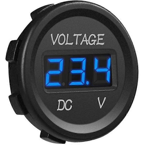 12-24V DC Voltmeter LED Digital Display Vattentät för Båt Motorcykel Lastbil Marin (Blå)