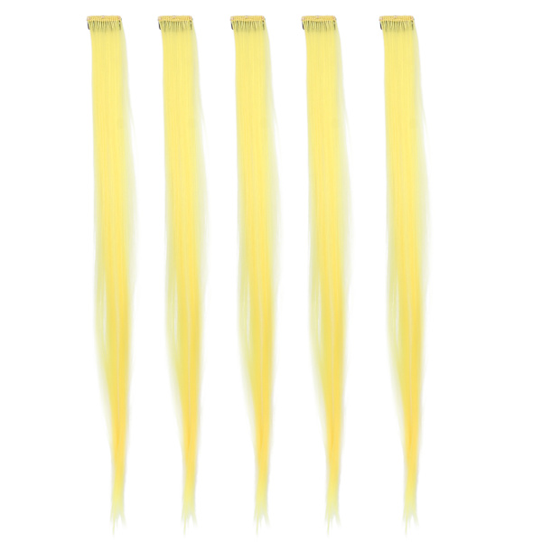 5 stk rett hårstykke klips lys farge 21,65 tommer hårforlengelse hårpynt for Cosplay PartyYellow