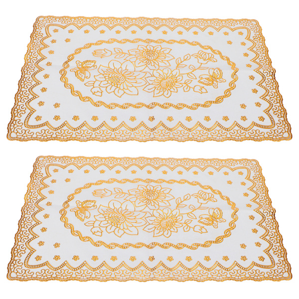 2 STK 30cmx45cm PVC Bordmåtte Guld Dækkeservietter Cup Coaster Pad Køkken BryllupsdekorationStyle 1