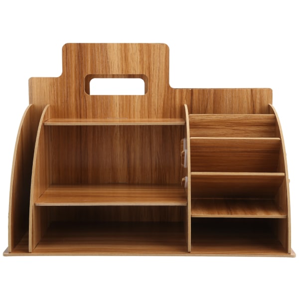 Wood Desktop Organizer Innovativ kosmetik-papiropbevaringsstativ til hjemmekontorCherry Wood Color