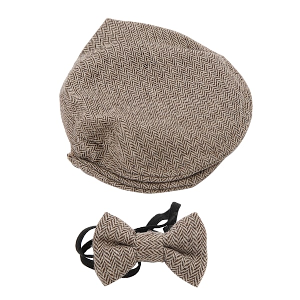 Flat Cap Gentleman Hat Bowtie Photography Prop Infant Newborn Baby Photography Props Set(Coffee Gentleman Hat Bowtie)