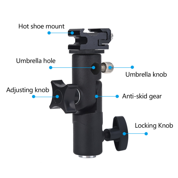 Aluminium Hot Shoe Mount Adapter med Paraply Holder