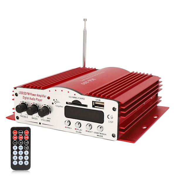 Bilforstærker Digital Audioforstærker 30W 4CH Stereo Effektforstærker Universal til MP3 MP4 DVD VCD FM USB Afspilning