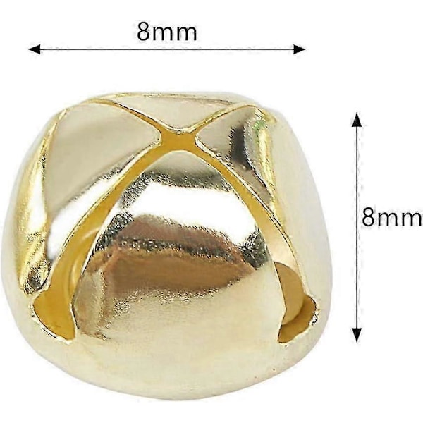 100 st Julbjällror, Metallhantverksbjällror i bulk, för Juldekoration DIY Smyckestillverkning - Guld - 8mm_SZXM