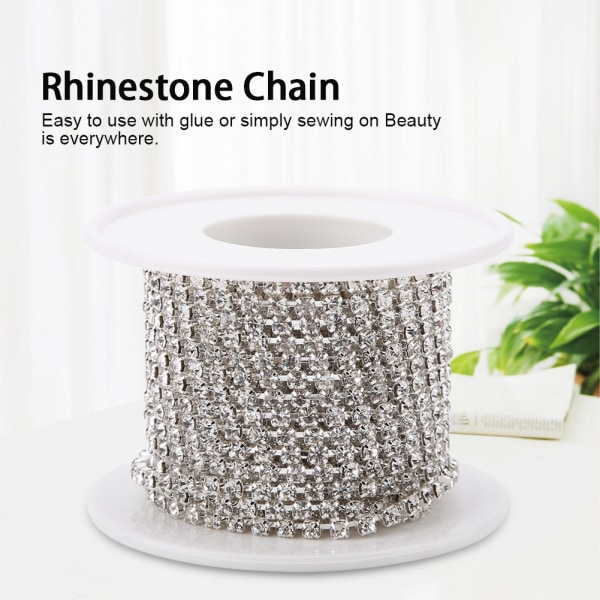 SS12 5yard/roll Crystal Rhinestone Chain DIY Fashion Silver Close Cup Chain Apparel Accessories