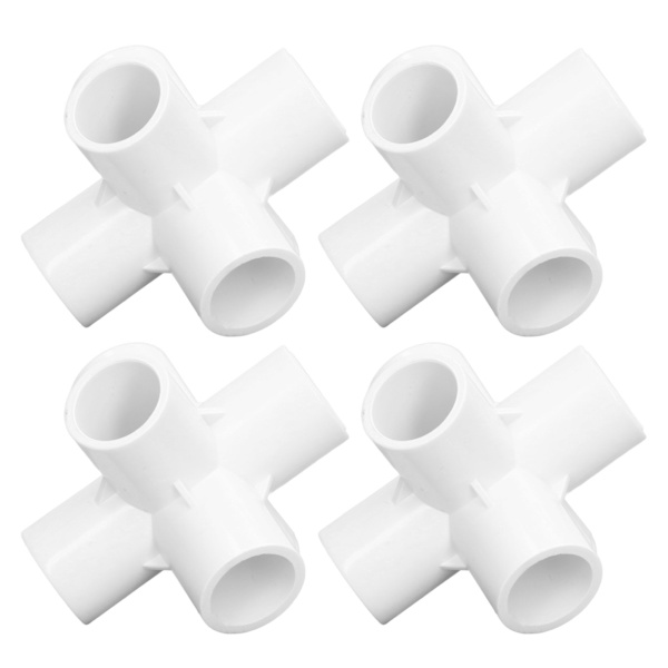 10 STK PVC-plastrørforbindelse 6-vejs rør Hjørnealbuefittings 25mm indvendig diameter hvid