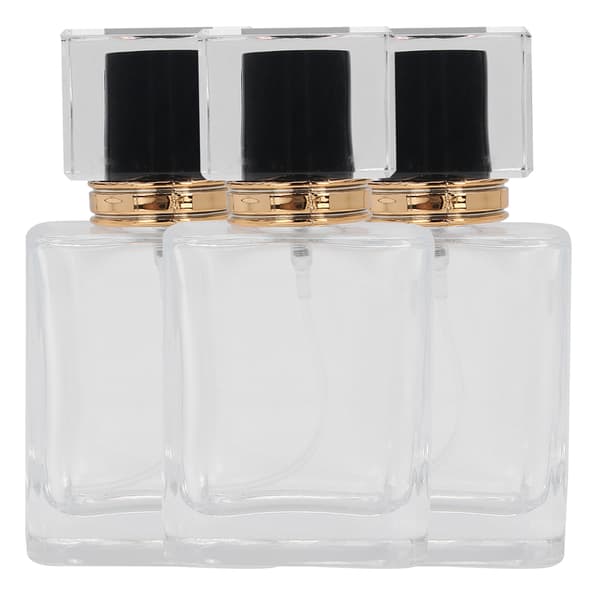 50 ml påfyllningsbar parfymflaska i glas, transparent spray, tom atomizerbehållare, svart