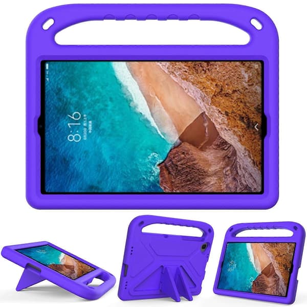 For Xiaomi Mi Pad 4 Plus & Samsung Galaxy Tab A 10.1 2019 SM-T510 / SM-T515 Handle Portable EVA Shockproof Protective Case with Triangle Holder Purple