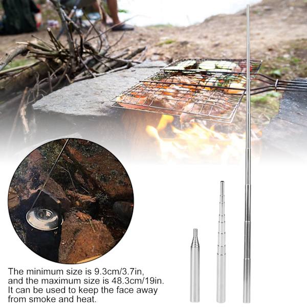 Sammenleggbar brannbelg i rustfritt stål - 4 stk Sett for camping og matlaging
