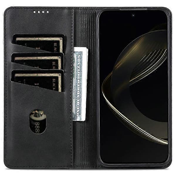 AZNS Compatible Case for Samsung Galaxy A56 5G, PU Leather Wallet Case with Cowhide Texture Black
