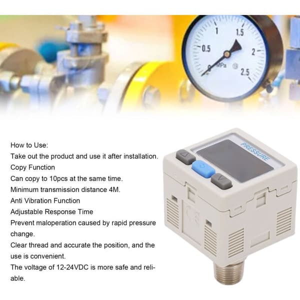 Lufttryksreguleringsventil, digital pneumatisk vakuumregulator, 0 til -101kPa kontakt, 12-24V DC, af
