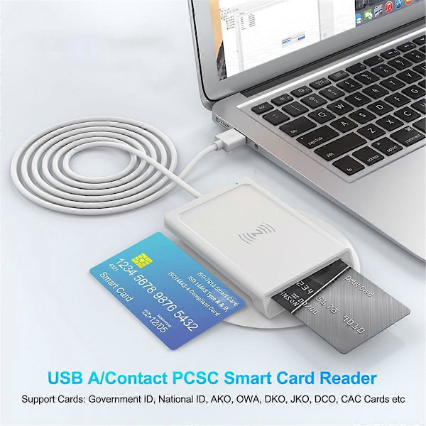 Kontakt + NFC 2-i-1 Smartkortläsare PC-ansluten Dual-Interface
