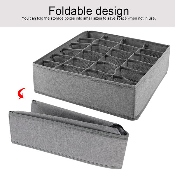 Undertøj Divider Skab Organizer BH Slips Sokker Container Opbevaringsbokse Lysegrå